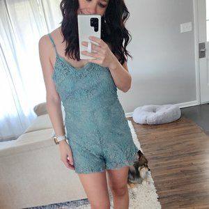 Green lace romper